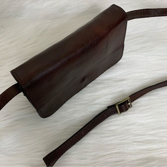 Vera Pelle Dark Brown Genuine Leather Flap Crossbody Bag - Picture 8 of 11